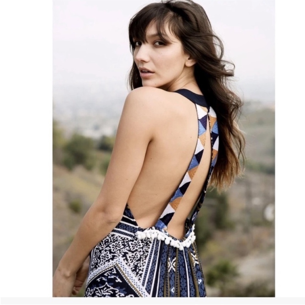 RAGA Riviera Maya Pom Pom Halter Neck Open Strappy Back Sundress Midi Medium - Picture 3 of 12